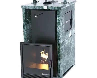 фото Печь для бани ИзиСтим Сочи М2 Premium в трехстор. кожухе из змеевика закр. верх (вх.с тыл.стор)