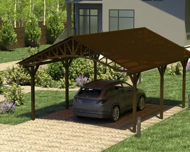 фото Двускатный навес №22 из поликарбоната 4,5х6,3 м