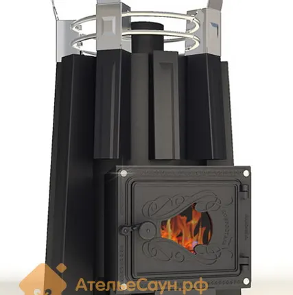 Фото №0 Печь ДобросталЬ Августа стронг со стеклом (черная)