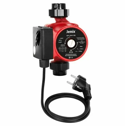 Фото №0 Насос ЦН-25/6-130 (WRS 25/6-130) (с гайками, евро вилка, КРАСНЫЙ) циркул. JEMIX