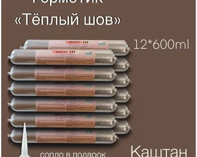 фото Герметик Oliva Акцент-125 по дереву акриловый 600 мл каштан , Теплый шов 12 шт
