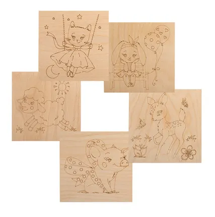 Фото №0 Доски для выжигания «Малыши зверята», 150х150мм, 5 шт., пакет REXANT