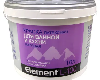 фото Краска латексная для ванной и кухни Элемент L-100 10л