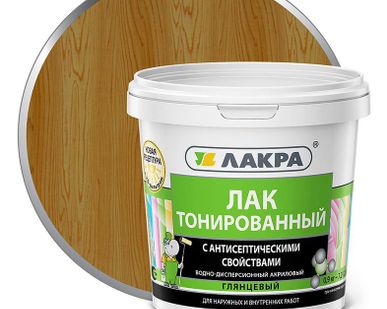 фото Лак тонированный акриловый 0.9кг Дуб, Лакра