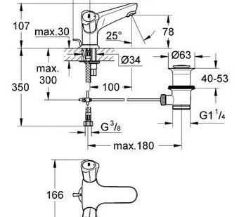 фото Grohe Costa 21390001 Смеситель для раковины Grohe