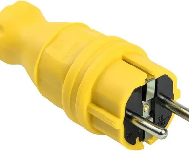 фото Вилка прямая ОМЕГА ВБп3-1-0м IP44 каучук желт. ИЭК PKR01-016-2-K05