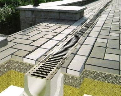 фото Установка водоотводных лотков