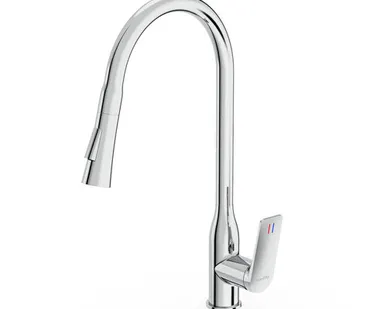 фото Смеситель для кухни с выдвижной лейкой MITSUISHI хром, TOKITO