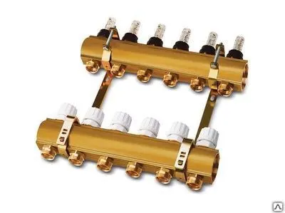 Фото №0 Коллектор в сборе для теплого пола 1" ВР - 3/4 НР 12 выходов