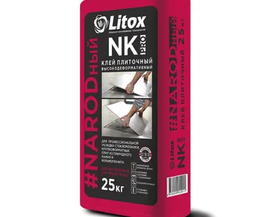 фото ЛИТОКС Клей плиточный высокодеформативный NK PRO, клас C2TES1, адгезия 1,8 МПа, 25 кг (56 шт/пал)
