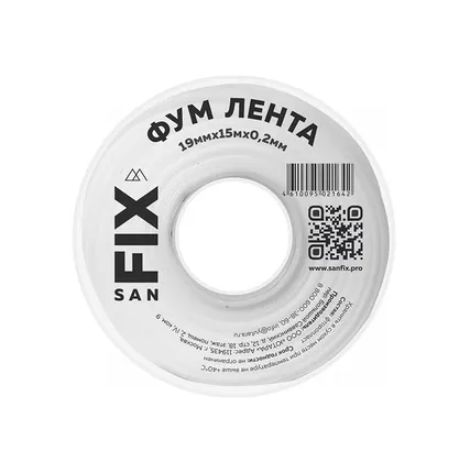 Фото №0 Фум лeнтa SANFIX 19мм*0.2мм (катушка 15 м.)