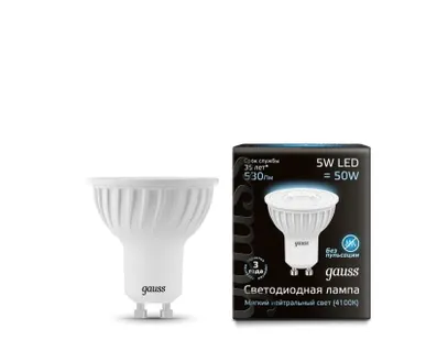 фото Лампа светодиодная Black MR16 5Вт 4100К бел. GU10 530лм 150-265В Gauss 101506205