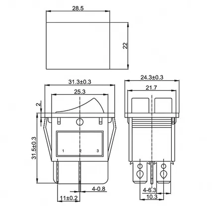 Фото №2 Выключатель клавишный 250В 15А (6с) ON-OFF зел. с подсветкой ДВОЙНОЙ (RWB-511 SC-797) Rexant 36-2412