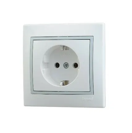 Фото №0 Розетка 1-м СП Мира б/з керам. бел/сер.