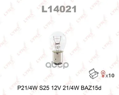 фото Лампа P21/4W 12V Baz15d LYNXauto арт. L14021
