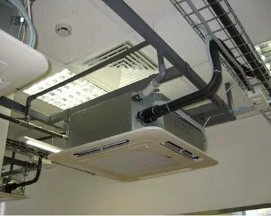 фото Монтаж кассетного фанкойла (установка кассетных фанкойлов)