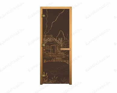 фото Дверь стекло Бронза Матовая «Банька» 1,9/0,7(8мм,3петли) Осина Везувий