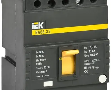 фото Выключатель автоматический 3п 32А 35кА ВА 88-33 IEK SVA20-3-0032