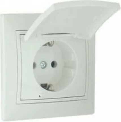Фото №0 Розетка 1-м СП Мира с/з с крыш. керам. бел/бел.