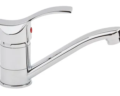 фото Смеситель для кухни Оптима В4202 с коротким изливом, одноручковый, хром