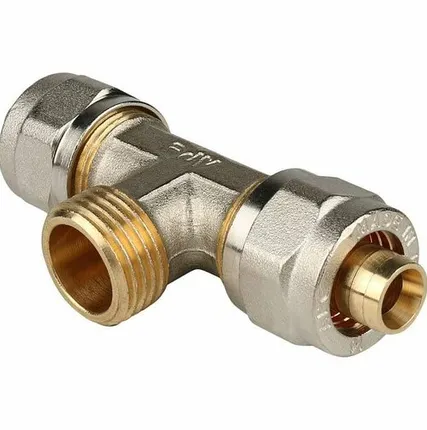 Фото №0 Тройник-переходник STOUT с наружной резьбой 1/2 х16 для металлопластиковых труб винтовой