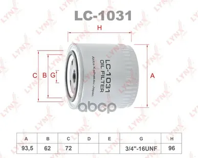 фото Фильтр Масляный LYNXauto арт. LC1031