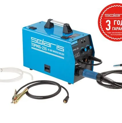 Фото №0 Полуавтомат сварочный Solaris TOPMIG-226 WG3, ток 20-220 А, MIG/MAG / FLUX, горелка 3 м, евроразъем