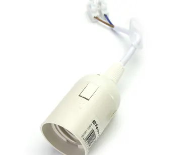 фото Патрон электрический E27 подвесной с клеммой пластик белый LH108 Feron 41033