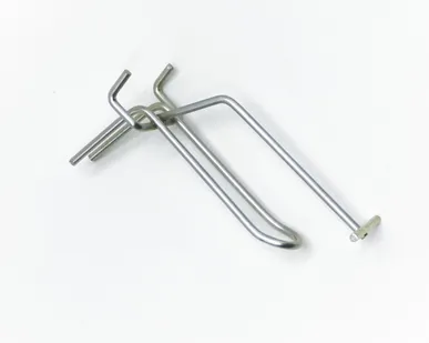 фото Крючок на перфорацию двойной с ценникодержателем L=100мм, d=4мм, шаг 50мм, цинк