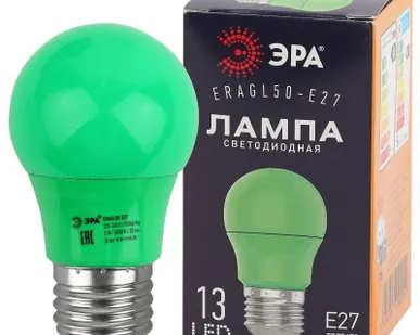 фото Лампа светодиодная ERAGL50-E27 A50 3Вт груша зел. E27 13SMD для белт-лайт ЭРА Б0049579