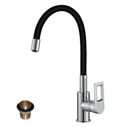 Фото №0 Смеситель для кухни Rossinka гибкий излив Z35-35U-Black черный