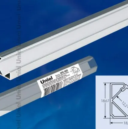 Фото №0 Профиль для ленты UFE-A03 SILVER 200 POLYBAG Накладной профиль для светодиодной ленты, анодированный алюминий. Длина 200 см. ТМ Uniel.