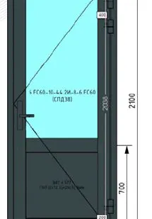 фото Дверь EIW30 из КПТ 78EI с СПД 38 (900 х 2100) с глухим заполнением