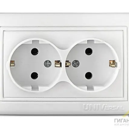Фото №0 Розетка 2-м СП Севиль 16А с заземл бел Universal C0128