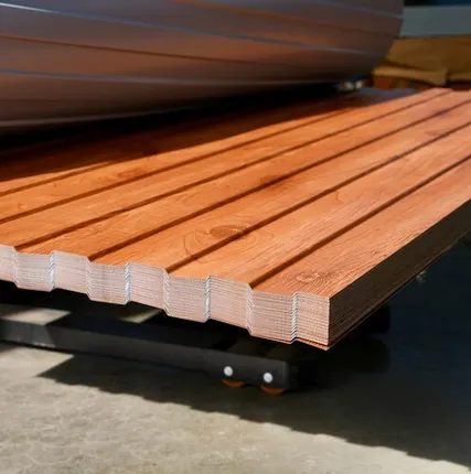 Фото №0 Профлист С-8 под дерево / золотой орех / 0.45 мм. - Золотой орех - Глянцевая - с ЛКП - Первый - С-8 - Стандартные - Опт (от 100 листов / от 200 м.пог.)