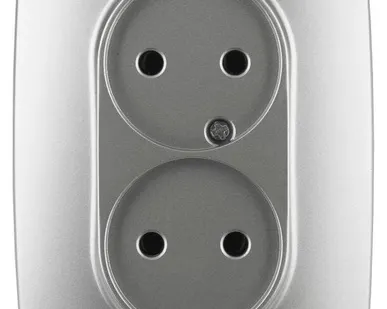 фото Розетка 2-м СП Эра12 12-2107-03 16А IP20 16AX 250В 2х2P алюм. Эра Б0031240