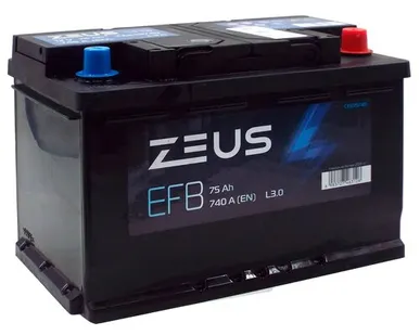 фото Аккумулятор ZEUS EFB 75 Ач о.п.