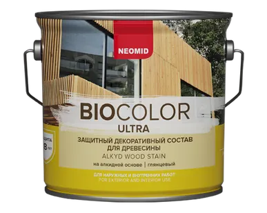 фото Пропитка защитная декоративная для древесины NEOMID BIO COLOR Ultra 2,7 л орех