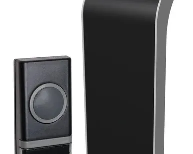 фото Звонок беспроводной полиф. 32 мелодии 150м 1 кноп. IP44 черн. Космос KOC_AG510B