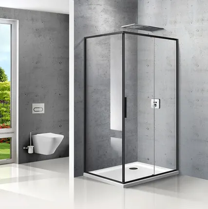 Фото №0 Vincea Slim душевой уголок VSR-2SL9012CLB-L 120х90 черный, стекло прозрачное