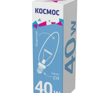фото Лампа накаливания Свеча 40Вт E14 прозр. Космос LKsmSCnCL40E14v2