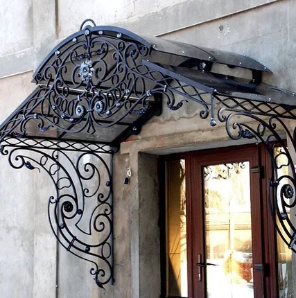 Фото №0 Козырёк из поликарбоната, с коваными элементами (349) (н)