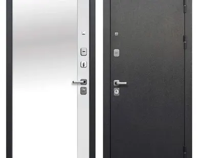 фото Дверь входная Гарда 9см (Ferroni) металл/МДФ с зеркалом, Антик серебро/Эмалит белый 2050х860мм, ПРАВАЯ