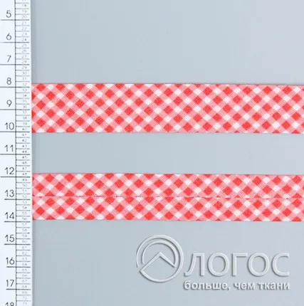 Фото №0 Косая бейка декор. .Т. 18 мм, E3 (красно-белый)