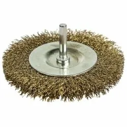 фото Кордщетка дисковая для дрели (мягкий латунный ворс) 100мм, хв. 6мм, ПРАКТИКА