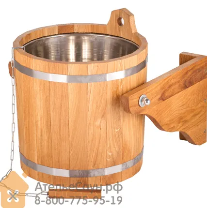 Фото №3 Обливное устройство WoodSon 12 л из дуба, с нержавеющей вставкой (арт. WOU5)