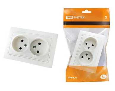 фото Розетка двойная 10А белый "Таймыр"