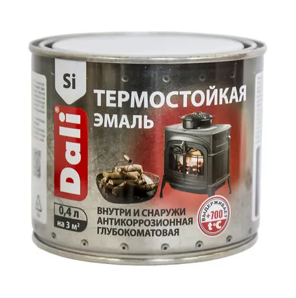 Фото №0 Эмаль термостойкая серебро 0,4л DALI