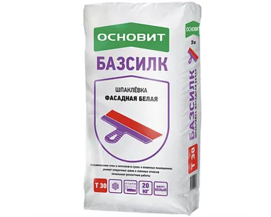 фото Основит Шпаклевка БАЗСИЛК цементная белая Т-30 (20кг)