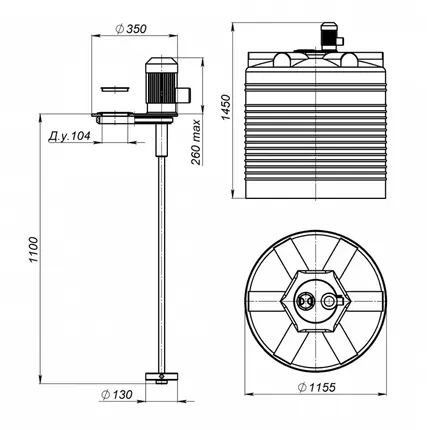 Фото №1 Емкость ЭВЛ (V)1000 с турбинной мешалкой